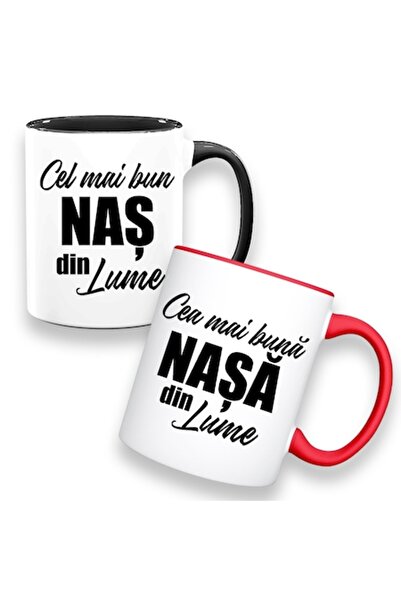 OEM Set 2 căni personalizate cu mesajul: „Cea mai bună nașă din lume”, Betapr...