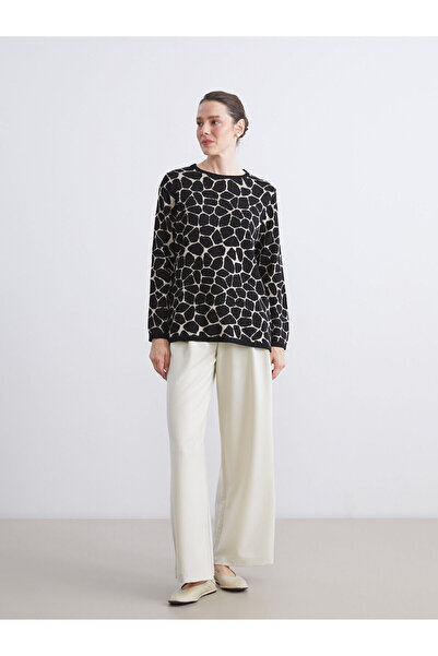 LC Waikiki Crew Neck Patterned Women's Knitwear Sweater (W5)