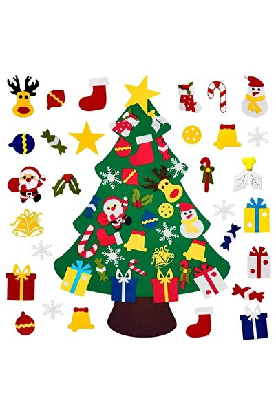 OEM Brad de Craciun din Fetru 100x70 cm cu 30 decoratiuni