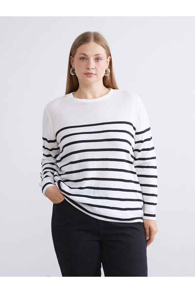 LC Waikiki Cey New Season Crew Neck Striped Women's Knitwear Sweater