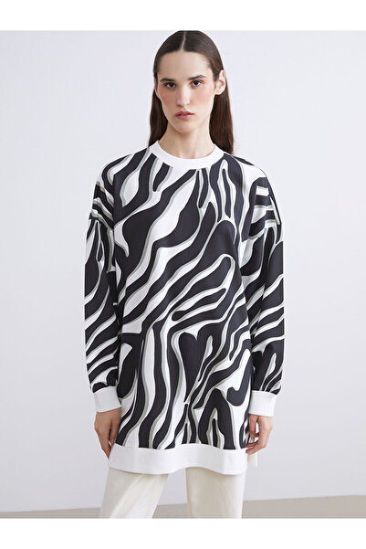 LC Waikiki Vizyon New Season Crew Neck Patterned Women's Sweatshirt Tunic