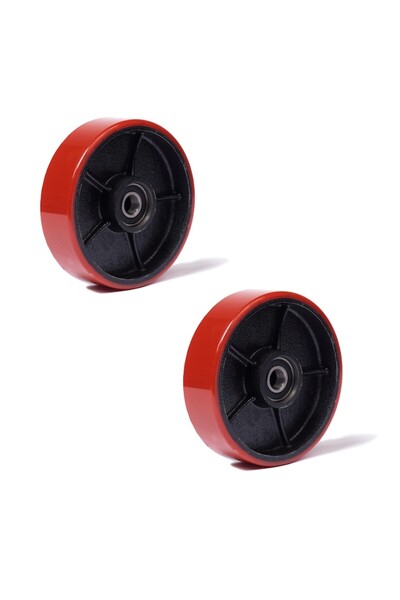 Handlekraft Set de 2 roți pentru transpalet manual, 3000 kg/roată, poliuretan, 180×50 mm, role, roșu