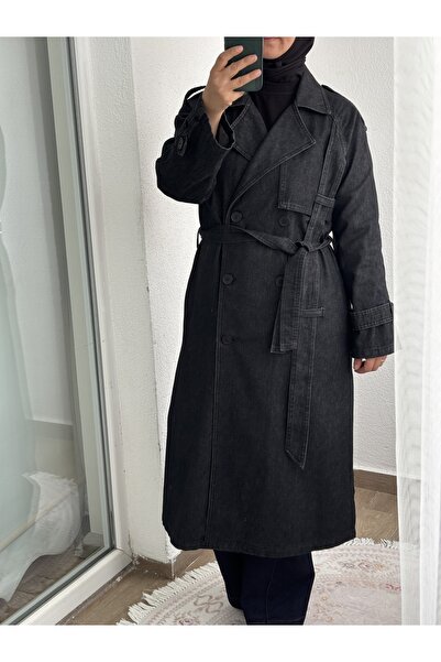 Butik Siyah Trençkot