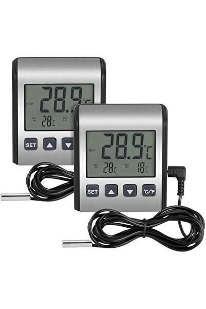 Generic TERRIFI 2 PCS Digital Refrigerator Thermometer - Freezer Thermometer with Stainless Panel, High and