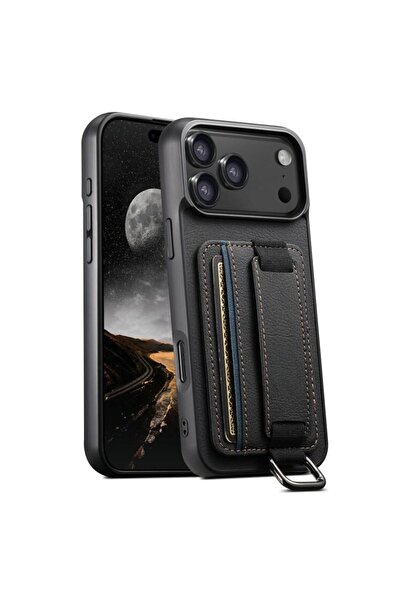 Teleplus iPhone 17 Pro Max Kılıf Kartlıklı El Standlı PU Deri H13 Kapak