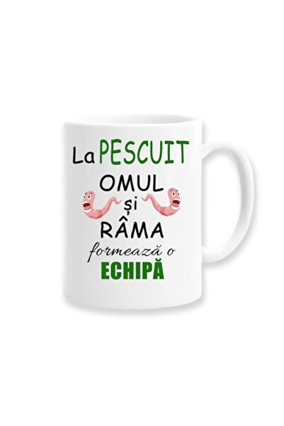 OEM Cană personalizată de pescar cu mesajul: „Pescuitul, omul și viermele for...