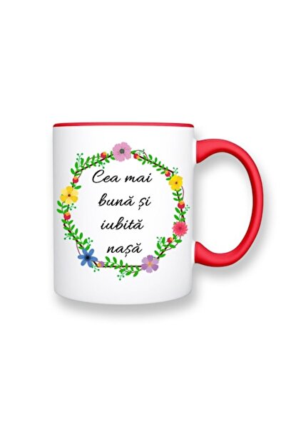 OEM Cană personalizată pentru nașă cu mesajul: „Cea mai bună și mai iubită na...