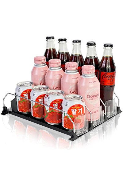 Generic Katinyos Self-Pushing Drink Dispenser for Fridge, Drink Organizer for Fridge with Width Adjustable P