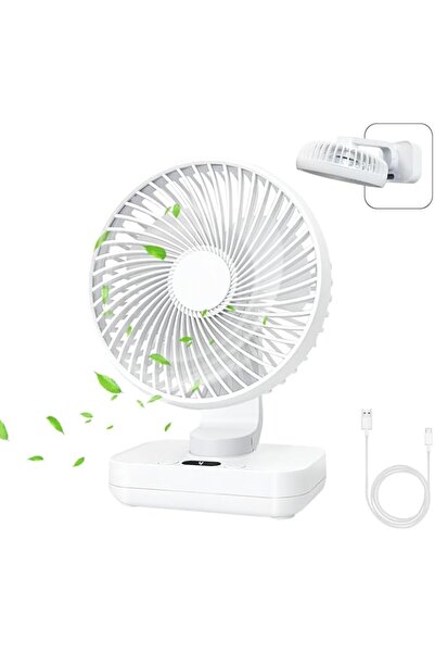 Generic مروحة مكتب MERTTURM USB، مروحة طاولة متذبذبة صغيرة لغرفة النوم مع 4 س...