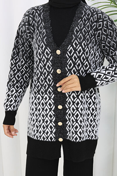 benguen Patterned Knitwear Cardigan Set S1044 Black