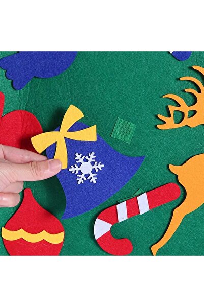 OEM Brad de Craciun din Fetru 100x70 cm cu 30 decoratiuni