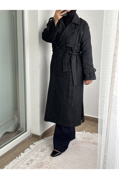 Butik Siyah Trençkot