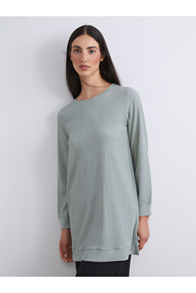 LC Waikiki Green Crew Neck Textured Women's Tunic