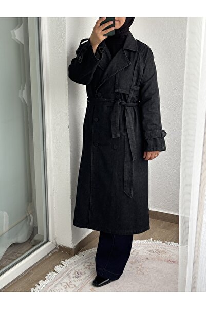 Butik Siyah Trençkot