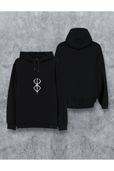 MODA Berserk Štampano crna dukserica sa kapuljačom Sa kapuljačom