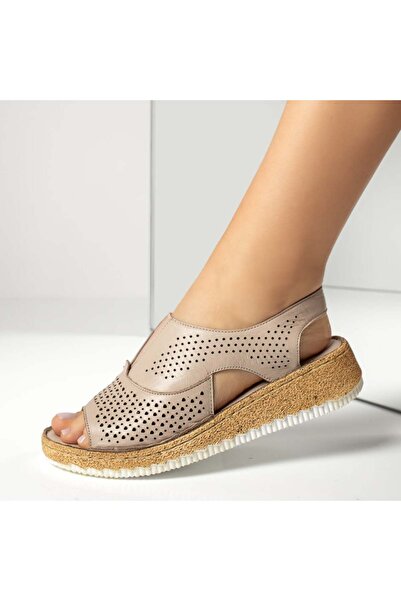 Modlet.ro Women's leather platform sandals with perforations MOD13742