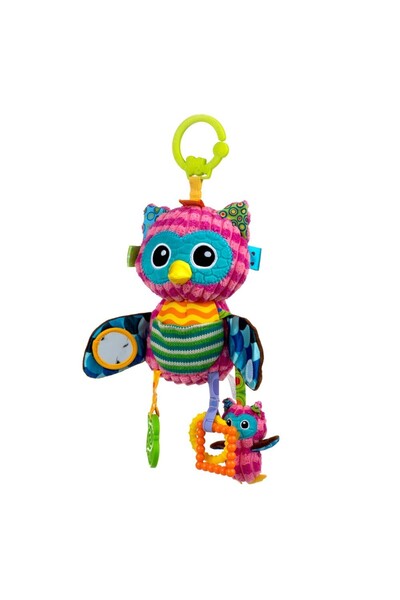 Balibazoo Mommy Owl, sensory toy with gum rings, mirror, rattle and grab hook
