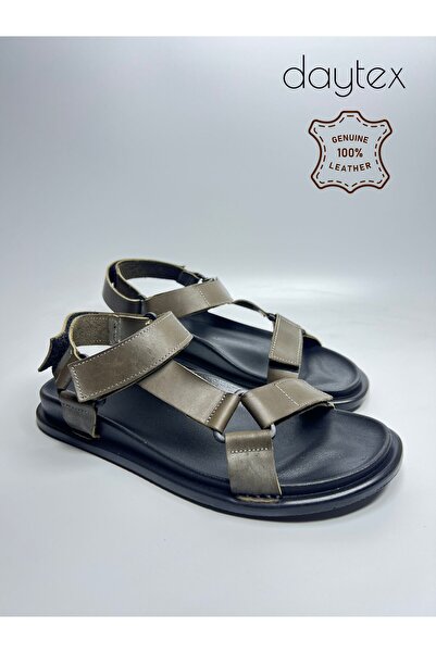 Daytex hakiki deri özel tasarım anatomik tabanlı ortopedik rahat hafif sandalet