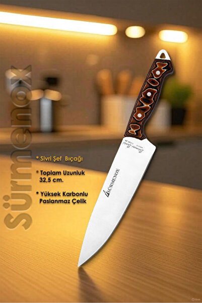 SÜRMENOX Sürmene Serisi Sivri Mutfak Şef Bıçak Et Ekmek Sebze Salata Şef Bıça...