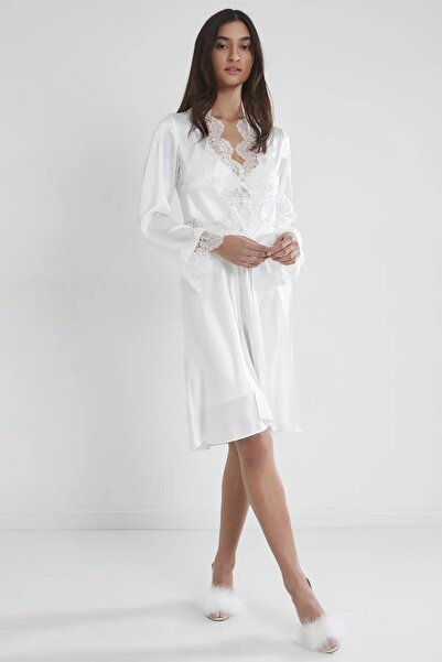 Mavelle Women's Nightgown Robe Shorts Set Pajama Set Satin Six-Piece Set - with Slippers Gift