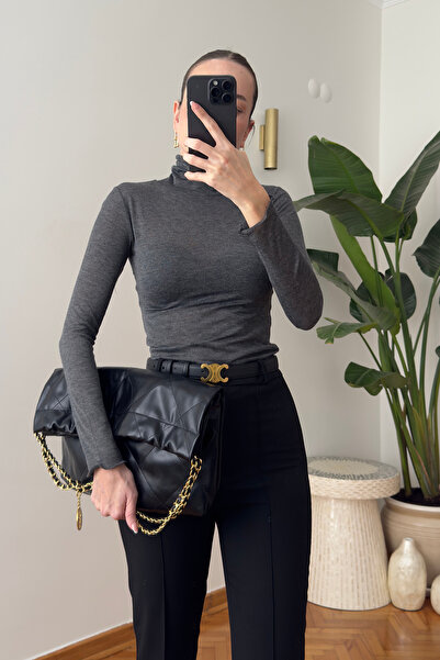 MAGARDE Endless Fabric Turtleneck Blouse - Anthracite