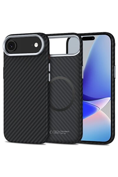 Tech-Protect Carcasă Ion Carbon cu MagSafe compatibilă cu iPhone 17 Air, neag...