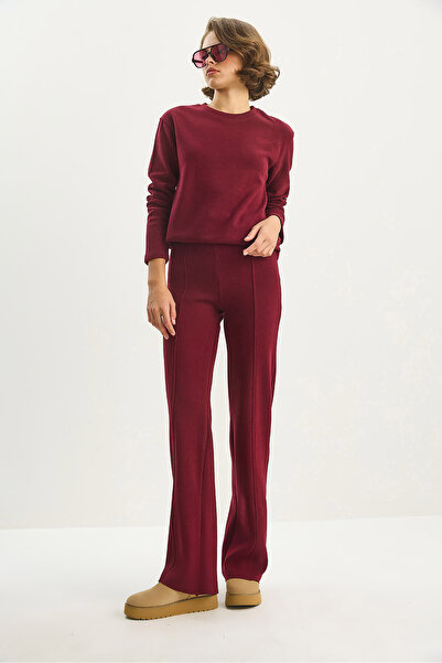 Bianco Lucci Women's Relaxed Fit Top Ribbed Elastic Waist Pants Thessaloniki Set 8432 60283603