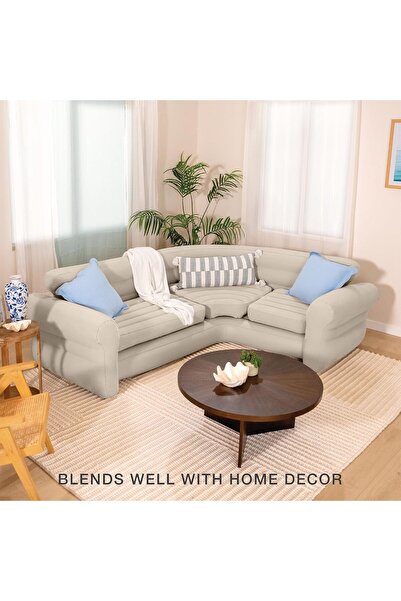 Generic Large L-Shaped Inflatable Corner Sofa | 880lb Capacity, 2-in-1 Valve, 101" x 80" Indoor Use