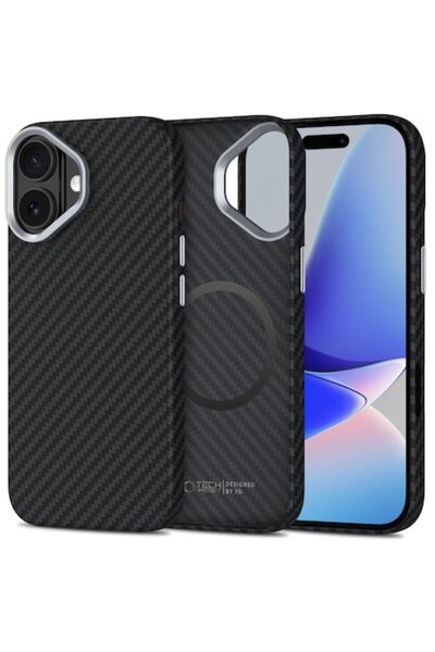Tech-Protect Carcasă Ion Carbon MagSafe compatibilă cu iPhone 17, neagră/argi...