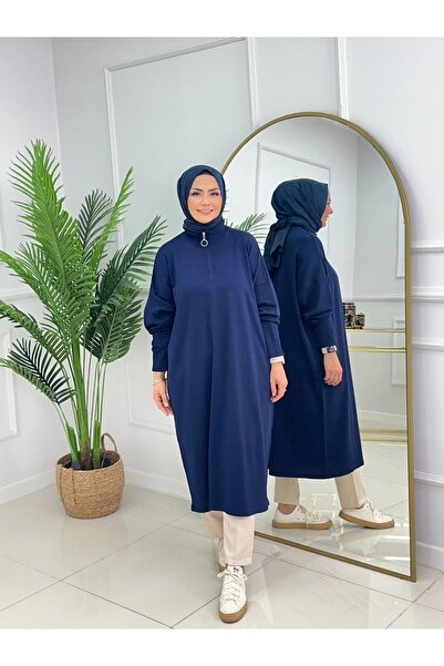 Valens Butik Zippered Mock Neck Hijab Tunic Light