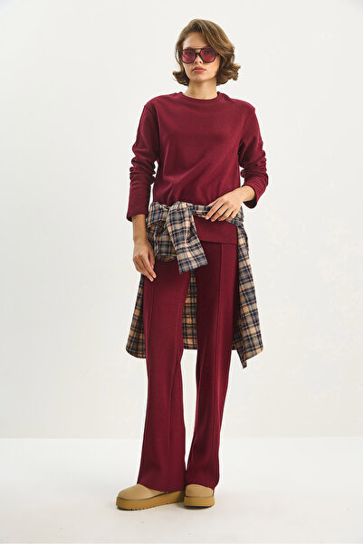 Bianco Lucci Women's Relaxed Fit Top Ribbed Elastic Waist Pants Thessaloniki Set 8432 60283603