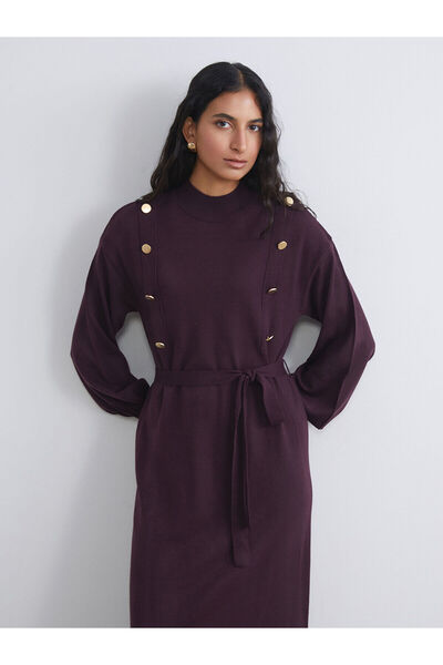 LC Waikiki Πλεκτό φόρεμα με γιακά και ζώνη