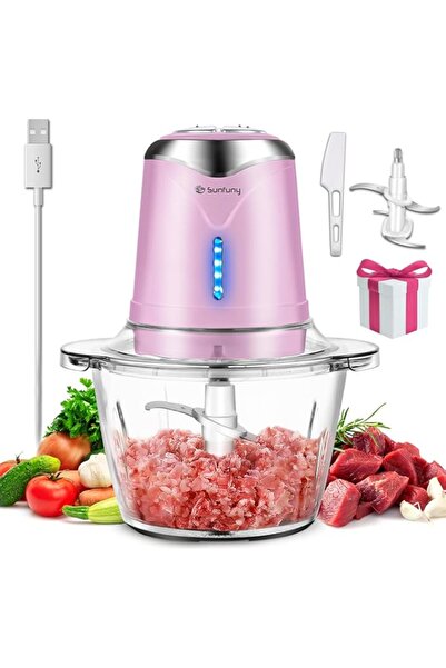 Generic معالج طعام كهربائي من صن فانى للطهي المنزلي في وقت الإفطار، مفرمة خضراوات زجاجية، مفرمة لحم، قابلة لإعادة الشحن