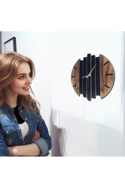 mrchediyesepeti Modern Wooden Wall Clock 35cm