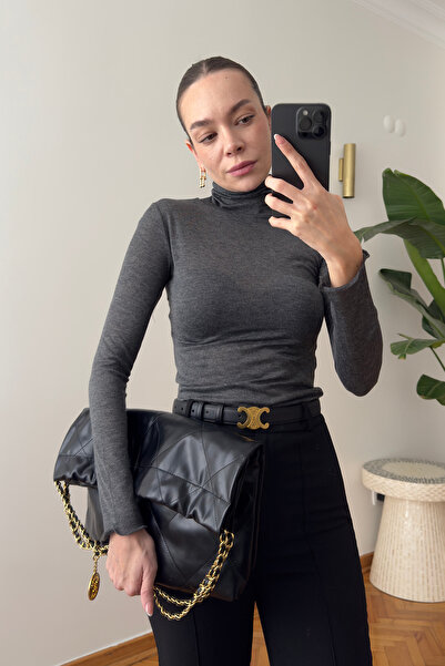 MAGARDE Endless Fabric Turtleneck Blouse - Anthracite