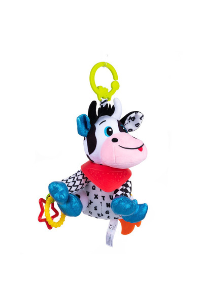 Balibazoo Clara Cow, sensory toy with grip clip, Multicolor