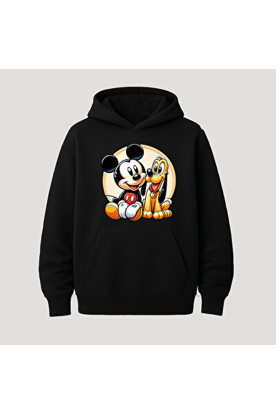 SVART WEAR Φούτερ με κουκούλα και μακριά μανίκια από βαμβάκι με στάμπα Μίκυ κ...