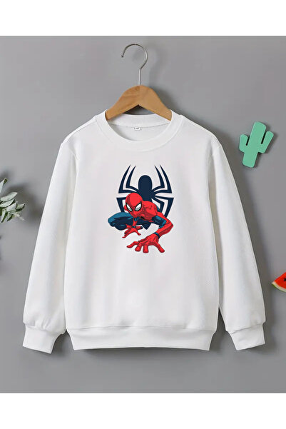 haha Erkek Çocukları için Spider Man Baskılı Uzun Kollu T-shirt