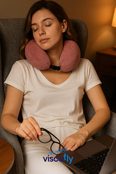 Viscofly Visco Ortopedik Seyahat Yastığı- Boyun Yastığı - 30*30*10 cm-% 100 Visco Dolgu-Kadife Kumaş