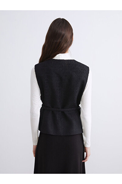 LC Waikiki Lcw Modestblack Crew Neck Women's Tweed Vest