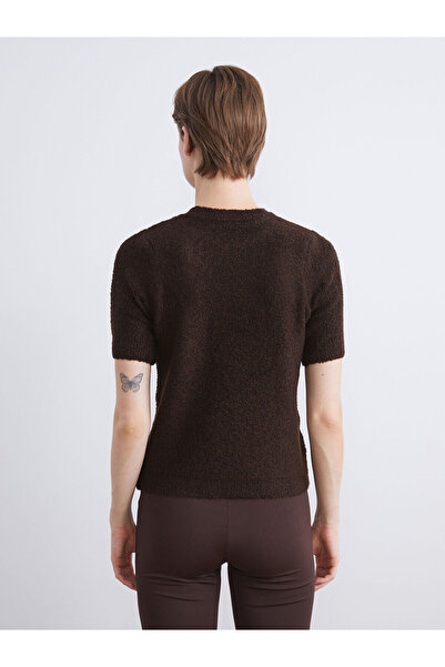 LC Waikiki Kahverengi Bisiklet Yaka Kadın Triko Kazak