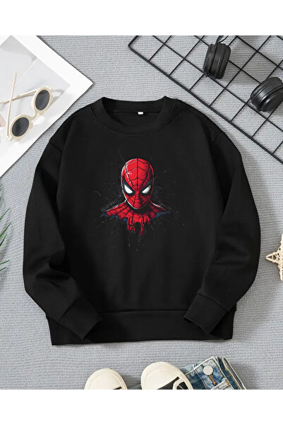 haha Erkek Çocukları için Spider Man Baskılı Uzun Kollu T-shirt