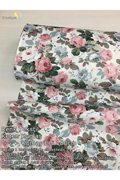 Renk Tekstil Lea Rose Panama Keten Kumaş - Döşeme - Minder Kılıf - Perde - Hobi