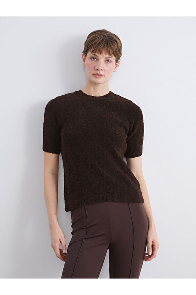 LC Waikiki Kahverengi Bisiklet Yaka Kadın Triko Kazak