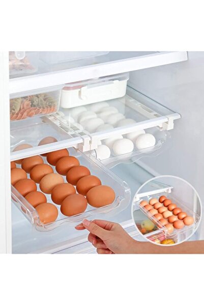 Generic SEZN Pull Out Refrigerator Drawer Organizers Fridge Shelf Holder Storage Box Adjustable Snap On Egg