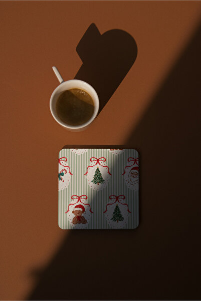 EYBaskı Tasarım Christmas-Themed Printed Mug with Coaster as a Gift