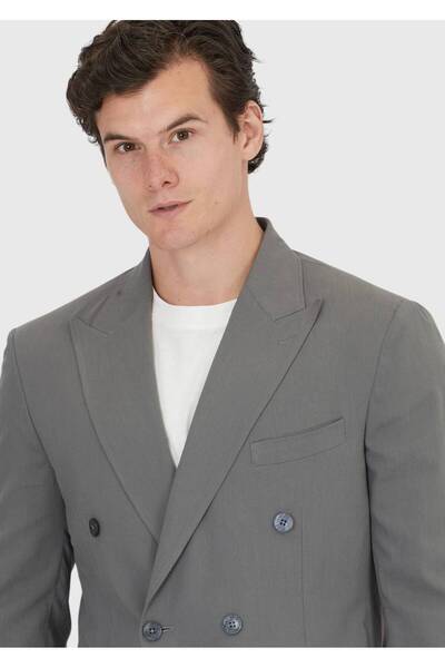 Ramsey Gri Düz Zeroweight Slim Fit Takım Elbise