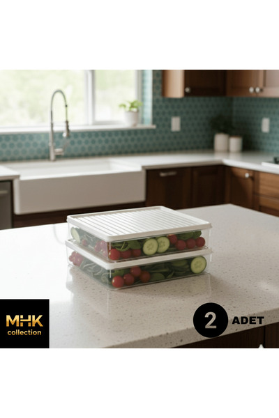 MHK Collection مجموعة من حاويتين كبيرتين للتخزين مع أغطية - سعة 2.8 لتر