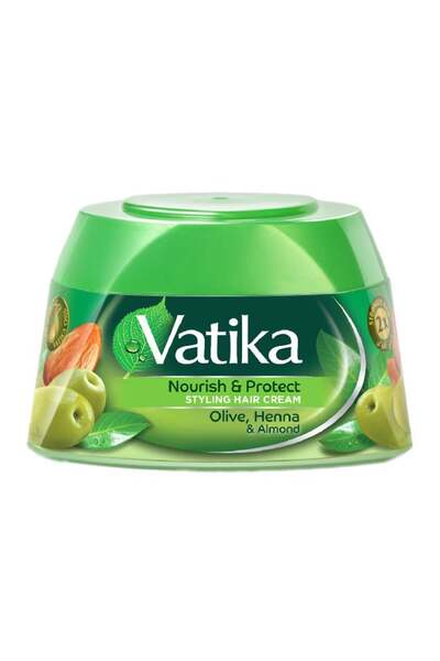 Vatika Naturals كريم دابر الغني بالزيتون والحناء واللوز لتصفيف الشعر وتغذيته وحمايته 210 مل