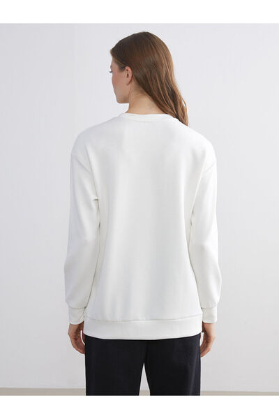 LC Waikiki Ecru Crew Neck Stone Women's Sweatshirt